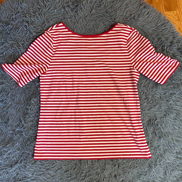 Chaps by Ralph Lauren White Red Striped Top Size XL - Picture 1 of 7